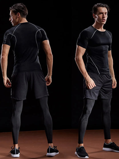 Men Compression T-Shirt Sportswear Running T-shirt Elastic Quick Dry