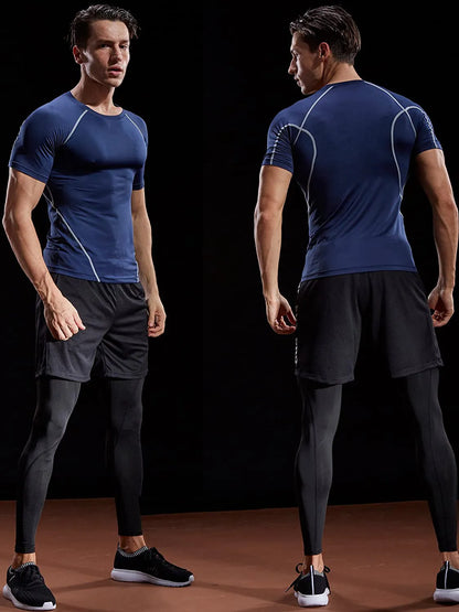 Men Compression T-Shirt Sportswear Running T-shirt Elastic Quick Dry