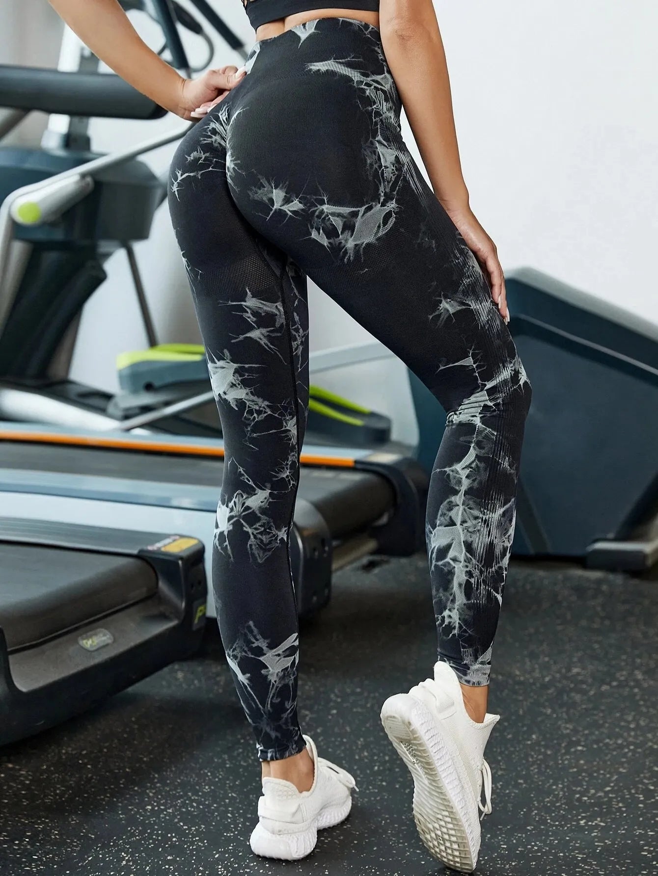 Women Marbling Color Tie-Dye Yoga Pants Sports Leggings